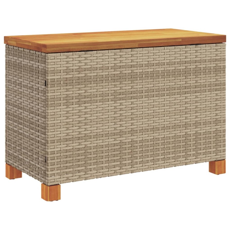 Caja de almacenaje jardín madera acacia ratán beige 80x40x48