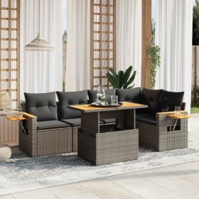 Set de muebles de jardín 6 pzas y cojines ratán sintético