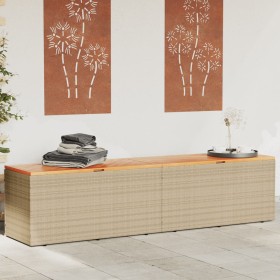 Caja de almacenaje jardín madera acacia ratán beige