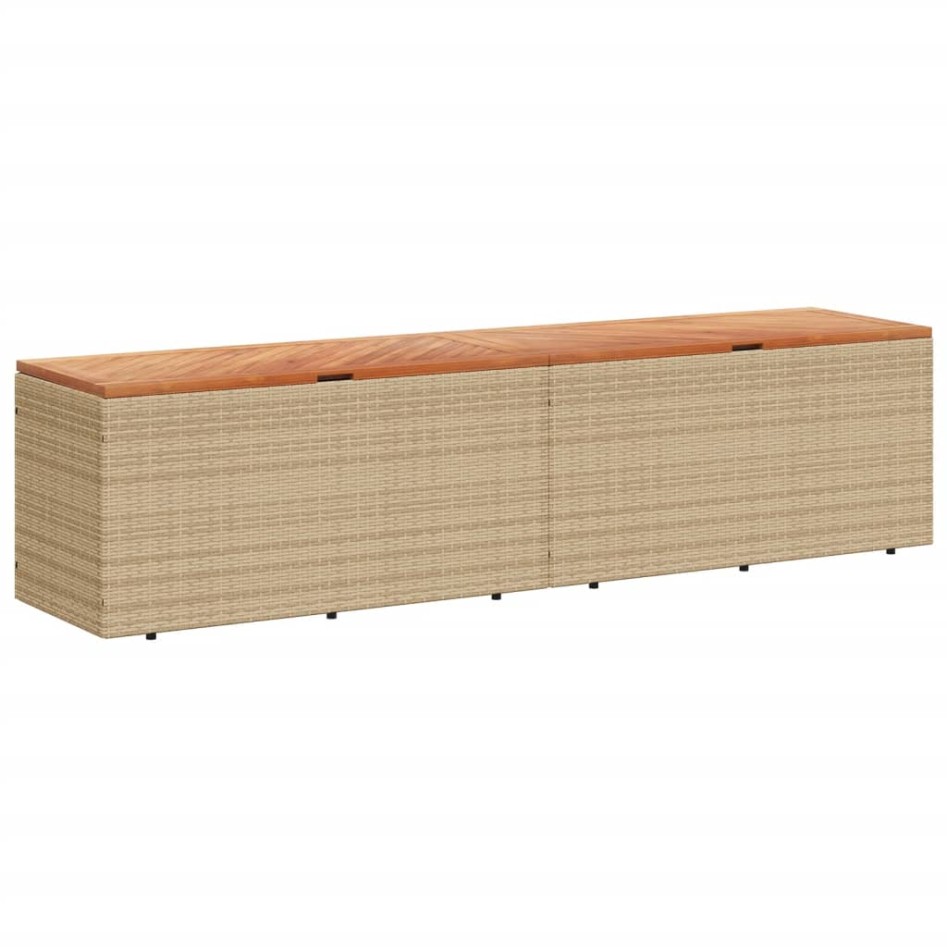 Caja de almacenaje jardín madera acacia ratán beige