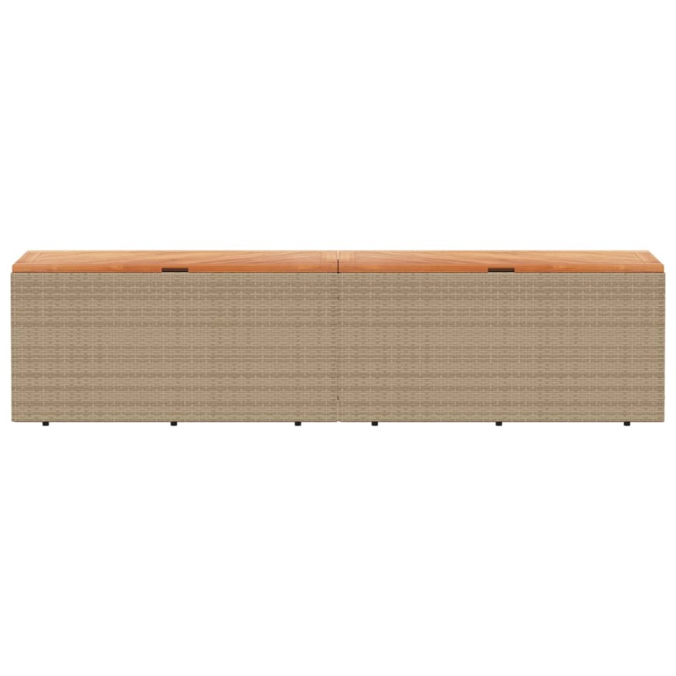Caja de almacenaje jardín madera acacia ratán beige