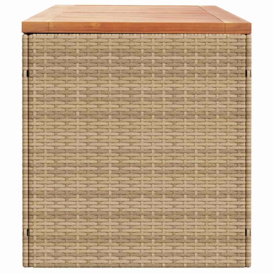 Caja de almacenaje jardín madera acacia ratán beige