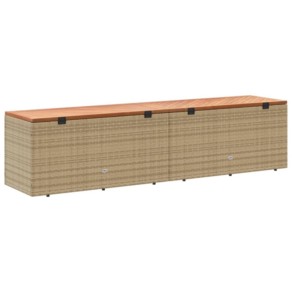 Caja de almacenaje jardín madera acacia ratán beige