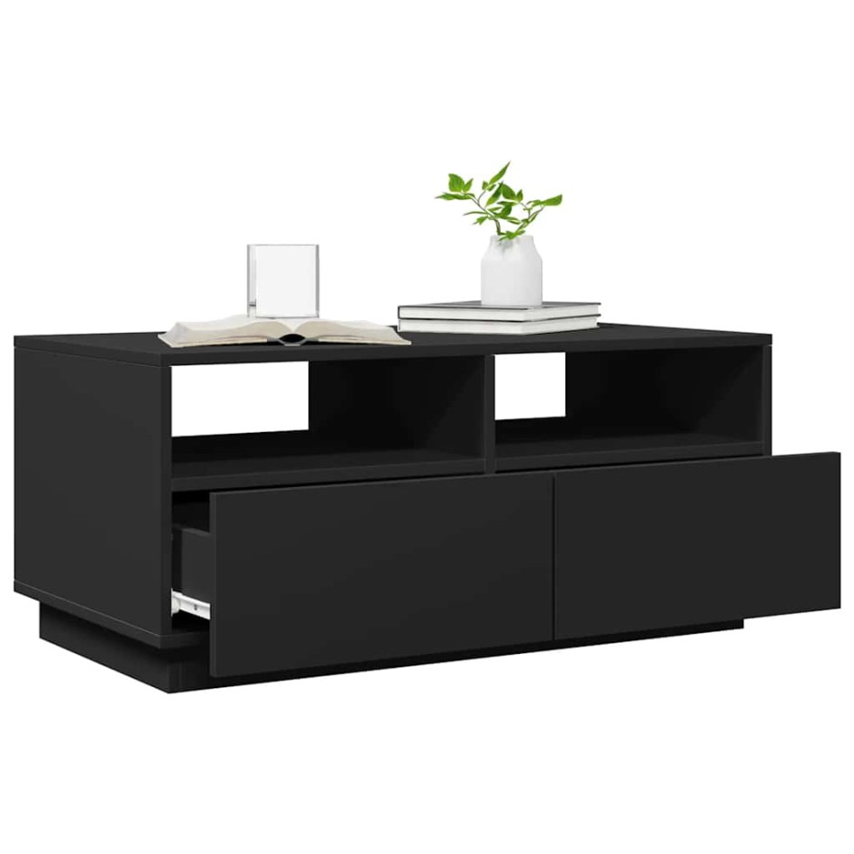 Mesa de centro con luces LED negro 90x49x40