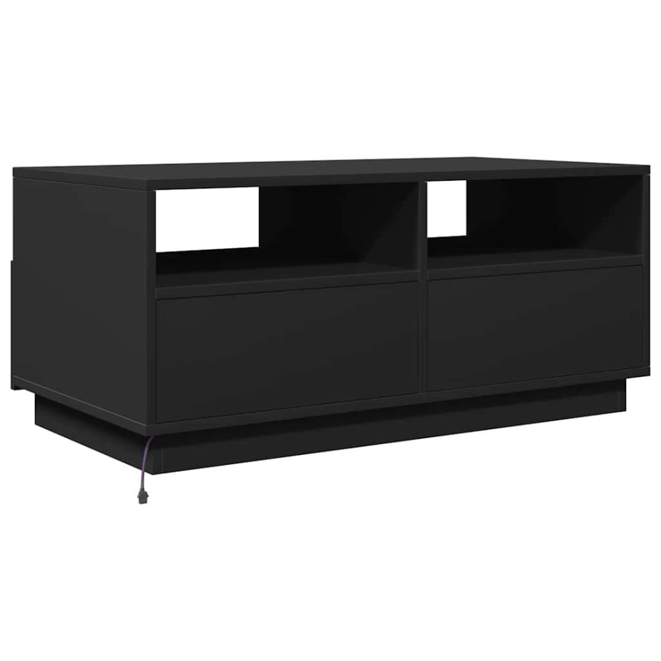 Mesa de centro con luces LED negro 90x49x40