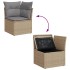 Set de sofás de jardín con cojines 9 pzas ratán PE beige