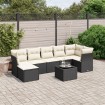 Set de sofás de jardín 8 piezas y cojines ratán sintético negro