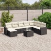 Set de sofás de jardín 8 piezas y cojines ratán sintético negro