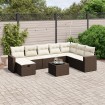 Set de sofás de jardín 9 pzas y cojines ratán sintético marrón