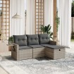 Set de sofás de jardín 4 pzas y cojines ratán sintético gris