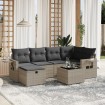 Set de sofás de jardín 7 pzas con cojines ratán PE gris claro