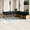 Set de muebles de jardín 9 pzas y cojines ratán sintético gris