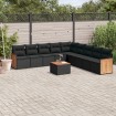 Set de sofás de jardín 10 pzas cojines ratán sintético negro