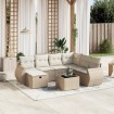 Juego de sofás de jardín con cojines beige 8 pzas ratán PE
