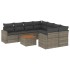 Set de muebles de jardín 9 pzas y cojines ratán sintético
