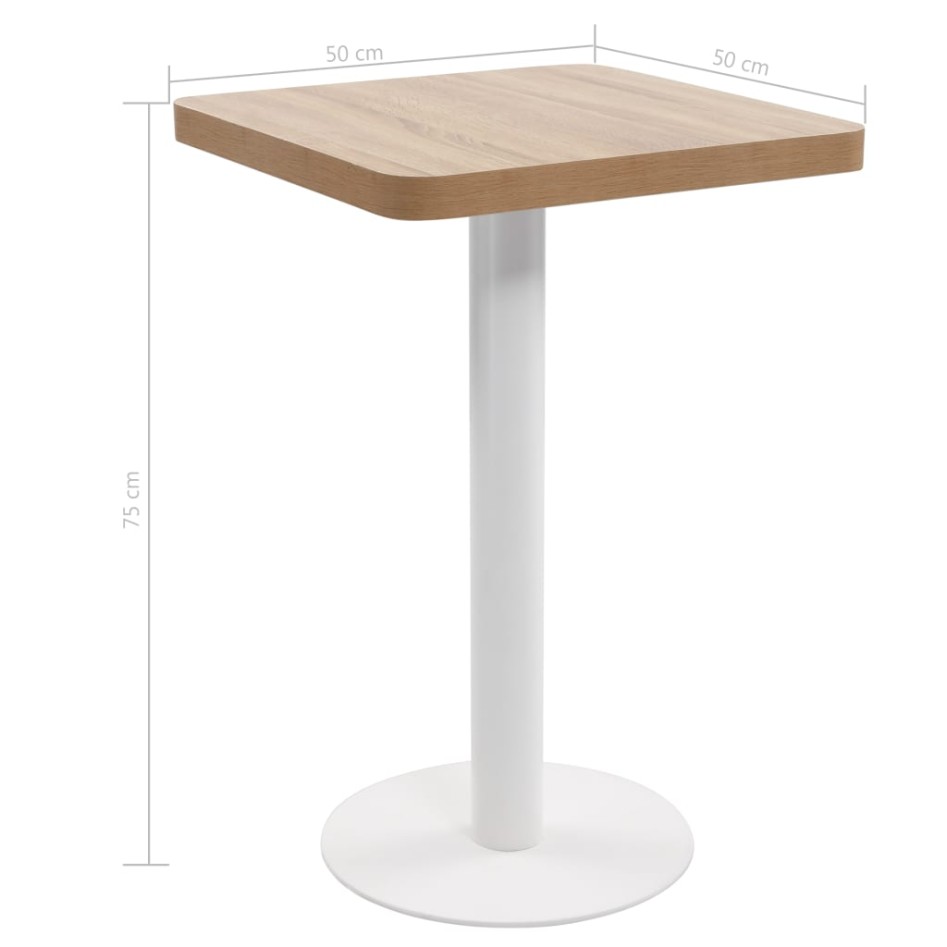 Mesa de bistró MDF marrón claro 50x50