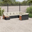 Set de sofás de jardín 10 pzas cojines ratán sintético negro