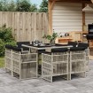 Set comedor de jardín 9 pzas cojines ratán sintético gris claro