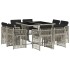Set comedor de jardín 9 pzas cojines ratán sintético gris