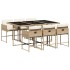 Set comedor de jardín 7 pzas con cojines ratán sintético