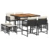Set de comedor de jardín 9 pzas y cojines ratán sintético