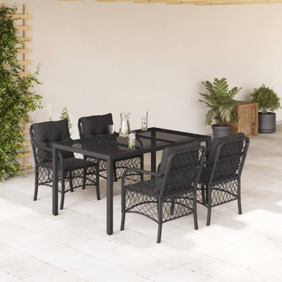 Set de muebles jardín 5 pzas con cojines ratán sintético