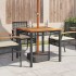 Mesa de jardín ratán sintético madera acacia negro 80x80x75
