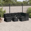 Set de sofás de jardín 10 pzas cojines ratán sintético negro