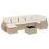 Juego de sofás de jardín con cojines beige 8 pzas ratán