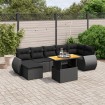 Set de sofás de jardín 8 piezas y cojines ratán sintético negro