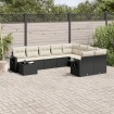 Set de sofás de jardín 10 pzas cojines ratán sintético negro