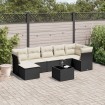Set de sofás de jardín 8 piezas y cojines ratán sintético negro