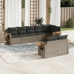 Set de sofás de jardín 8 pzas y cojines ratán sintético gris