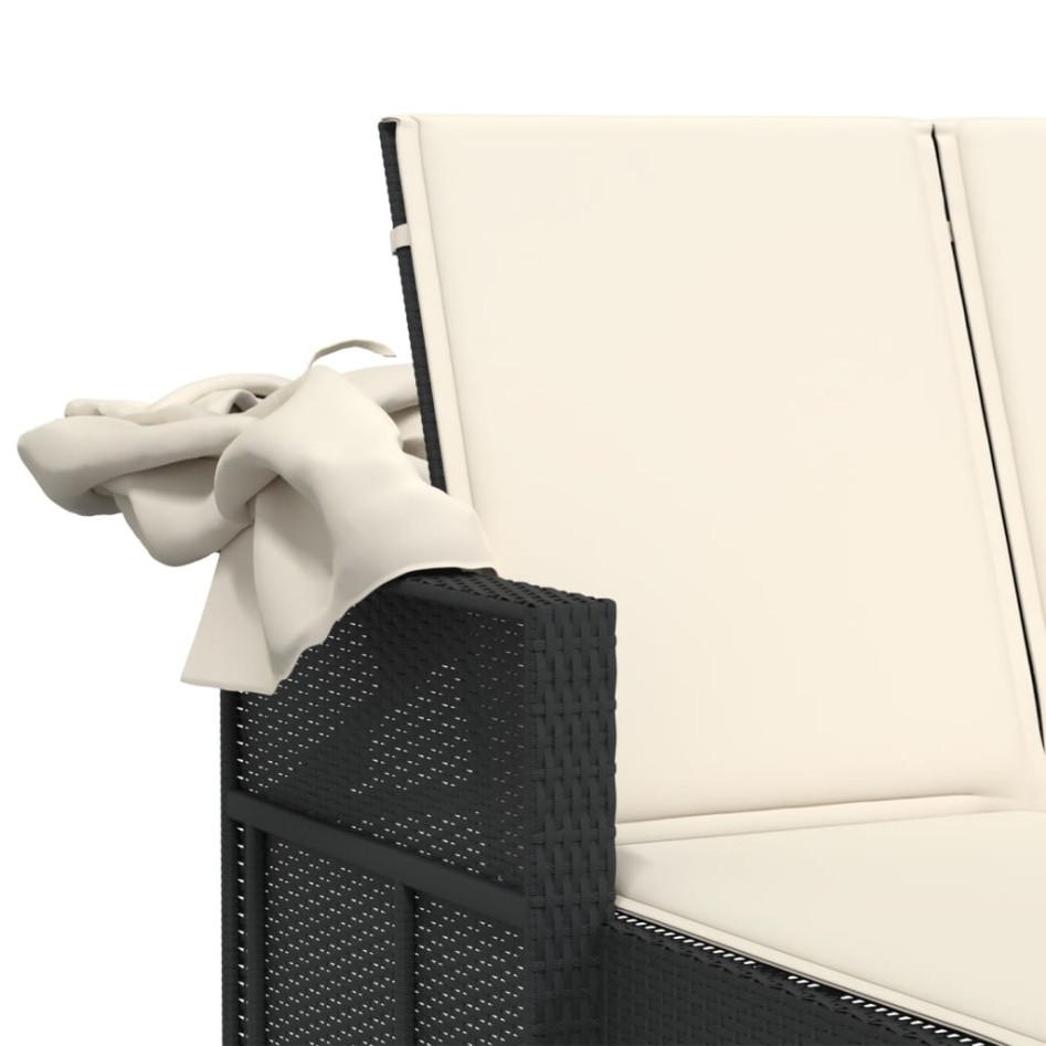 Tumbona doble con capota y cojines ratán sintético