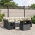 Set de comedor de jardín 7 pzas y cojines ratán sintético