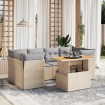 Set sofás de jardín 7 piezas y cojines ratán sintético beige