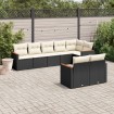 Set de sofás de jardín 8 piezas y cojines ratán sintético negro