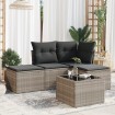 Set de sofás jardín y cojines 5 pzas ratán sintético gris claro