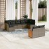 Set de muebles de jardín 9 pzas y cojines ratán sintético