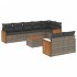 Set de muebles de jardín 9 pzas y cojines ratán sintético