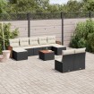 Set de sofás de jardín 10 pzas cojines ratán sintético negro