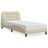 Estructura de cama sin colchón tela crema 80x200