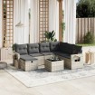 Set de sofás de jardín 8 pzas y cojines ratán sintético gris