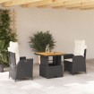 Set comedor de jardín 3 pzas con cojines ratán sintético negro