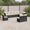 Set de sofás de jardín 10 pzas cojines ratán sintético negro