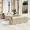 Juego de sofás de jardín con cojines beige 8 pzas ratán PE