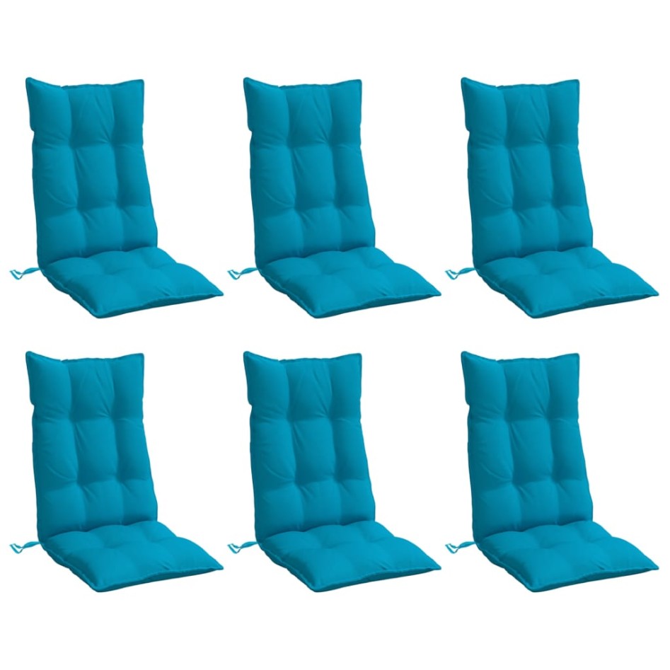 Cojines de silla con respaldo alto 6 uds tela Oxford azul