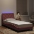 Estructura de cama con luces LED terciopelo rosa 90x200
