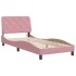 Estructura de cama con luces LED terciopelo rosa 90x200