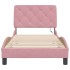 Estructura de cama con luces LED terciopelo rosa 90x200